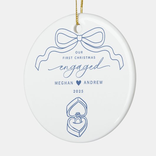 Hand getrokken verloofde kerst keramisch ornament (Links)