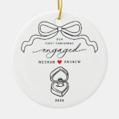 Hand getrokken verloofde kerst keramisch ornament (Voorkant)