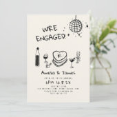 Hand getrokken verlovingsfeest bruiloft kaart (Staand voorkant)