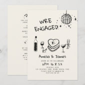 Hand getrokken verlovingsfeest bruiloft kaart (Voorkant / Achterkant)