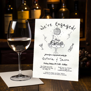 Hand getrokken verlovingsfeest kaart