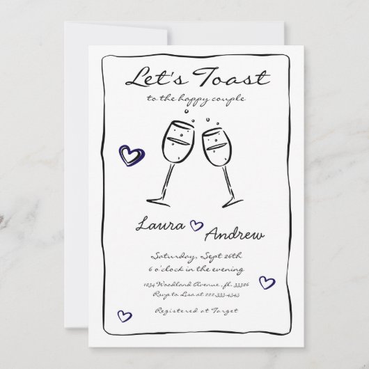 Hand getrokken verlovingsfeest uitnodiging (Voorkant)