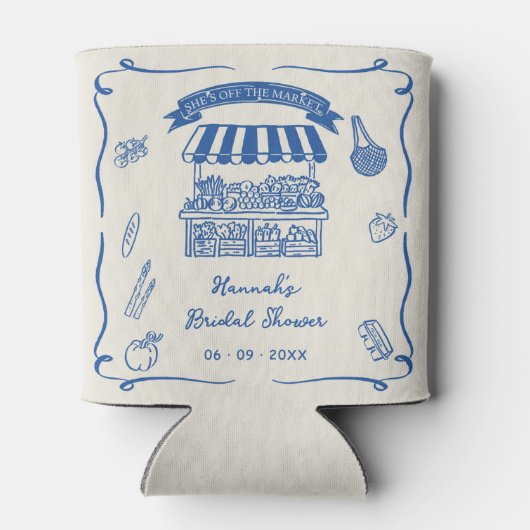 Hand getrokken vers uit de markt Vrijgezellenfeest Blikjeskoeler (Achterkant)