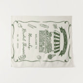 Hand getrokken vers uit de markt Vrijgezellenfeest Wandkleed (Voorkant (horizontaal))