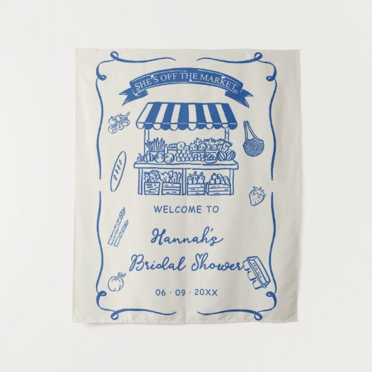 Hand getrokken vers uit de markt Vrijgezellenfeest Wandkleed (Voorkant)