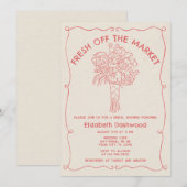 Hand getrokken verse off-market koraal Vrijgezelle Kaart (Voorkant / Achterkant)