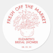 Hand getrokken verse off-market koraal Vrijgezelle Ronde Sticker (Voorkant)