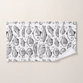 Hand getrokken vis en bubbels zwart en wit ID489 Bad Handdoek (Handdoek)