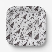 Hand getrokken vlieger en pijlfiguren papieren bordje (Voorkant)