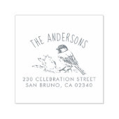 Hand getrokken vogel aangepaste familienaam retour zelfinktende stempel (Design)