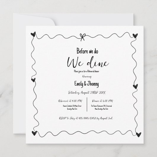 Hand getrokken voordat we gaan dineren repetitie d kaart (Voorkant)