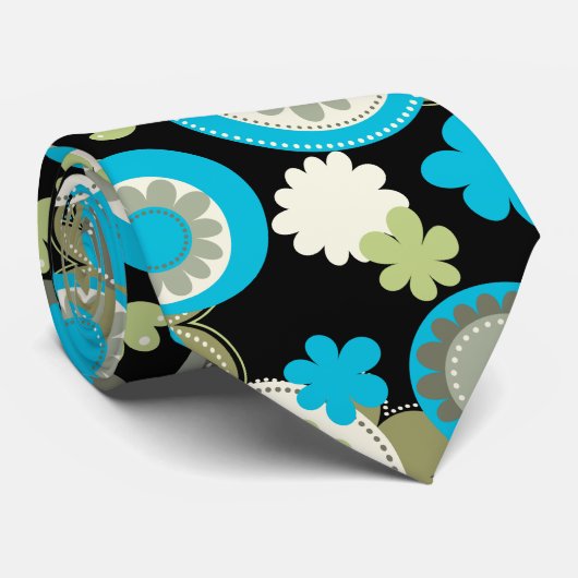 Hand getrokken vormen & contrasterende strepen str stropdas (Opgerold)