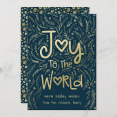 Hand getrokken vreugde aan de wereld in de marine feestdagenkaart (Voorkant / Achterkant)