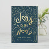 Hand getrokken vreugde aan de wereld in de marine feestdagenkaart (Staand voorkant)