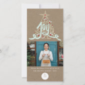 Hand getrokken vreugde kalligrafie gebladerte Foto Feestdagenkaart (Voorkant)