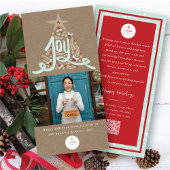 Hand getrokken vreugde kalligrafie gebladerte Foto Feestdagenkaart