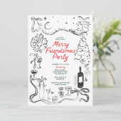 Hand getrokken Vrienden als kerstfeest Kaart (Staand voorkant)