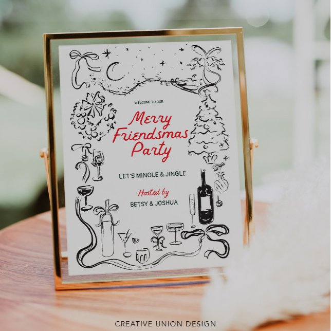 Hand getrokken Vrienden als kerstfeest welkom (Creator heeft geüpload)