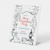 Hand getrokken Vrienden als kerstfeest welkom Reclamebord Met Voetstuk (Voorkant)