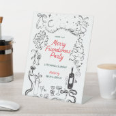 Hand getrokken Vrienden als kerstfeest welkom Reclamebord Met Voetstuk (Insitu)