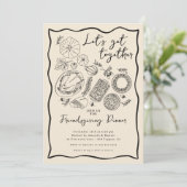 Hand getrokken Vrienden geven diner uitnodiging (Staand voorkant)