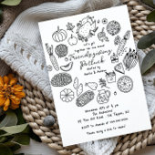 Hand getrokken Vrienden geven Potluck Uitnodiging