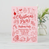 Hand getrokken vriendjes als kerstfeest uitnodigin kaart (Staand voorkant)