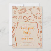 Hand getrokken Vriendschap Herfst Thanksgiving Par Kaart (Voorkant)