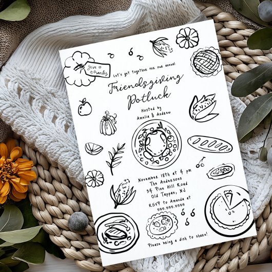 Hand getrokken Vriendschap Potluck Kaart