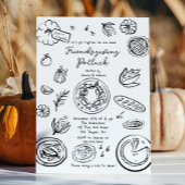 Hand getrokken Vriendschap Potluck Kaart