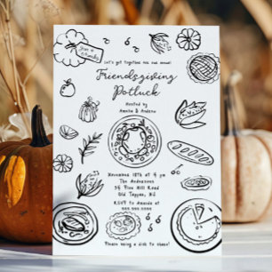 Hand getrokken Vriendschap Potluck Kaart