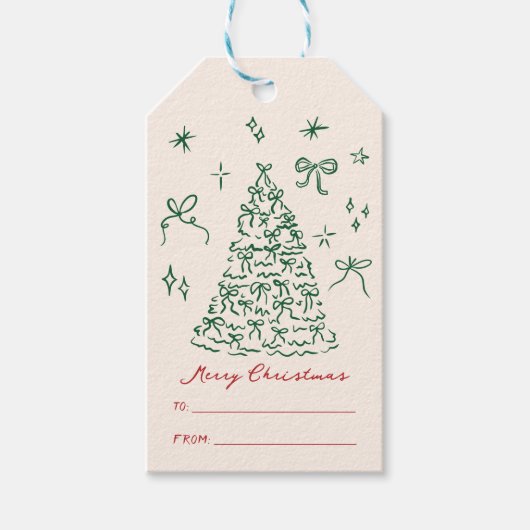 Hand getrokken  vrolijk kerstfeest cadeaulabel (Voorkant)