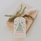 Hand getrokken  vrolijk kerstfeest cadeaulabel