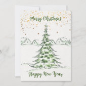 Hand getrokken: Vrolijk Kerstfeest en Gelukkig Nie Feestdagenkaart (Voorkant)