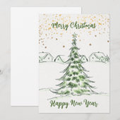 Hand getrokken: Vrolijk Kerstfeest en Gelukkig Nie Feestdagenkaart (Voorkant / Achterkant)