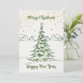 Hand getrokken: Vrolijk Kerstfeest en Gelukkig Nie Feestdagenkaart (Staand voorkant)