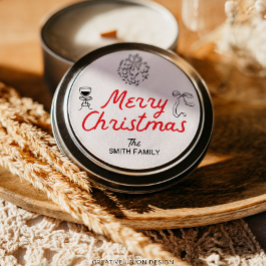 Hand getrokken Vrolijk Kerstfeest Gepersonaliseerd Ronde Sticker