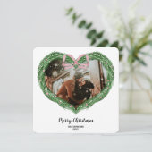 Hand getrokken vrolijke kerst hart krans foto kaart (Staand voorkant)