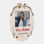 Hand getrokken Vrolijke Kerstmis Één Foto Ornament Kaart (Rechts)