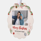 Hand getrokken Vrolijke Kerstmis Één Foto Ornament Kaart (Links)