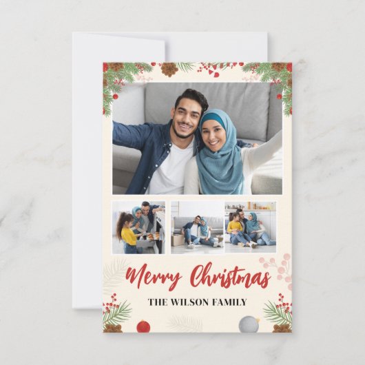 Hand getrokken Vrolijke Kerstmis Vier Fotocollage (Voorkant)