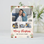 Hand getrokken Vrolijke Kerstmis Vier Fotocollage (Staand voorkant)