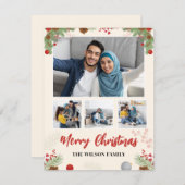 Hand getrokken Vrolijke Kerstmis Vier Fotocollage (Voorkant / Achterkant)