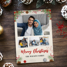 Hand getrokken Vrolijke Kerstmis Vier Fotocollage