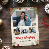 Hand getrokken Vrolijke Kerstmis Vier Fotocollage