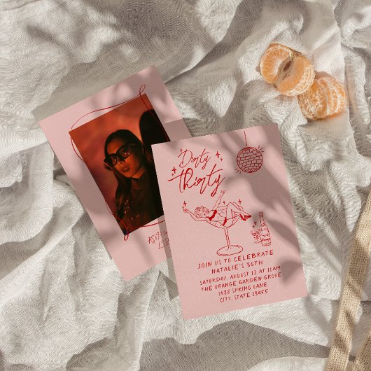 Hand getrokken vuile dertig 30e foto verjaardagsfe kaart