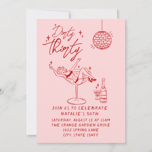 Hand getrokken vuile dertig 30e leuke verjaardagsf kaart (Voorkant)