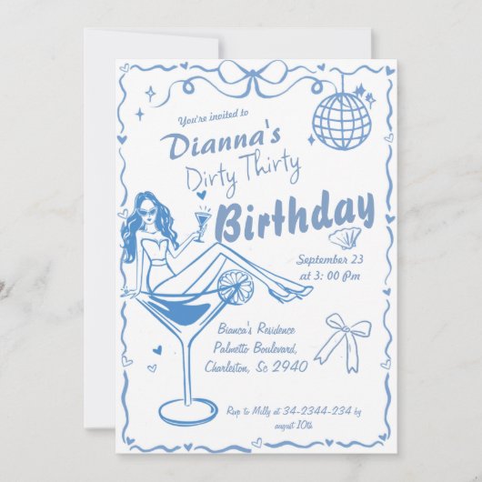 Hand getrokken vuile dertig Coastal Cowgirl verjaa Kaart (Voorkant)