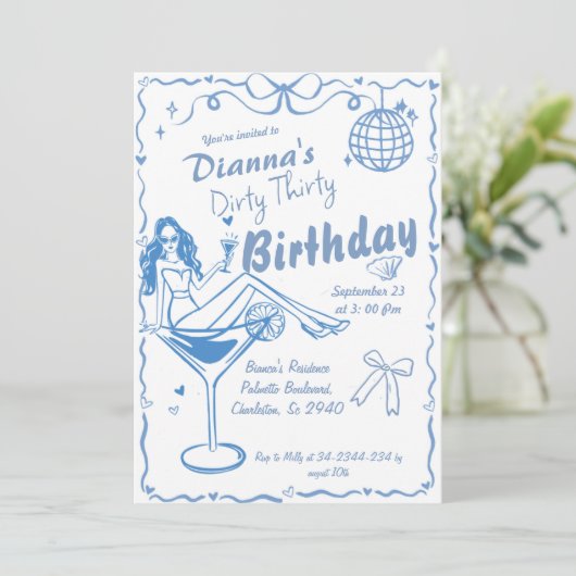 Hand getrokken vuile dertig Coastal Cowgirl verjaa Kaart (Staand voorkant)