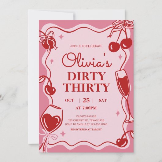 Hand getrokken vuile dertig verjaardagsfeestje kaart (Voorkant)